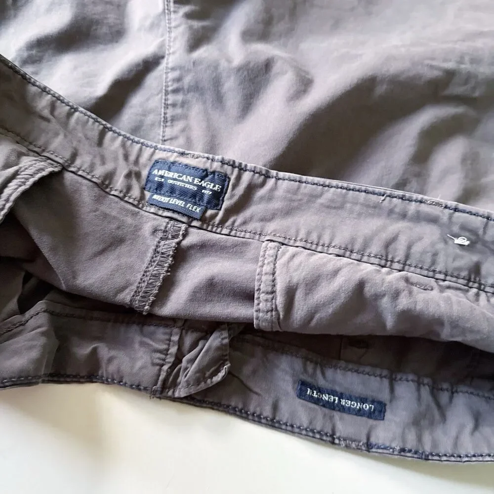 American Eagle Shorts Men 44 Gray Next Level Flex Longer Length Chino Cotton AE